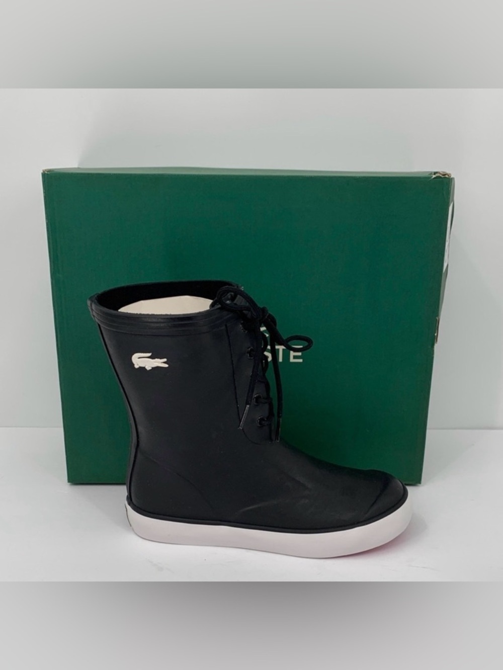 Lacoste Poerio Rain boots black short alligator waterproof rubber winter new 6